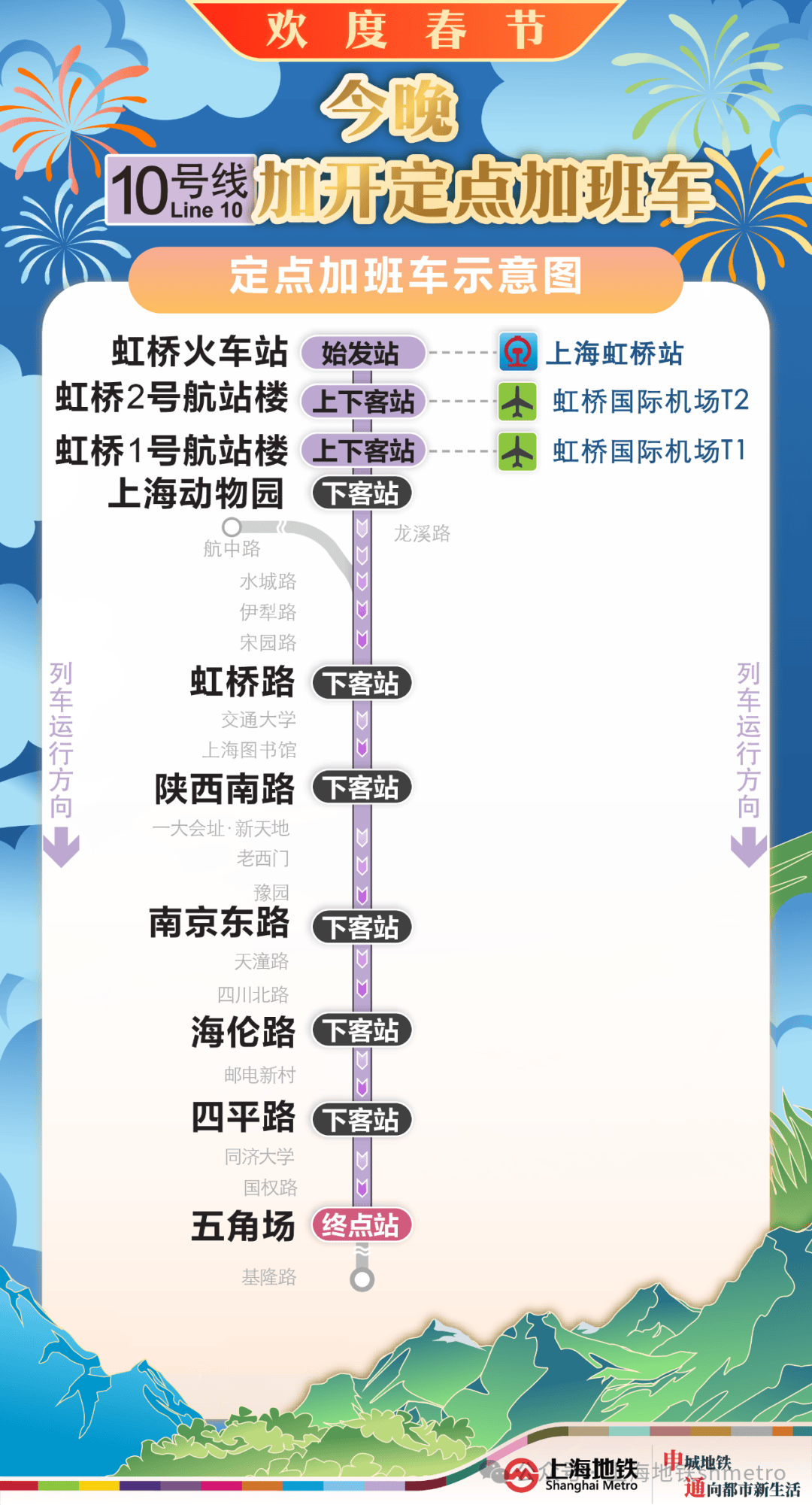 今晚地铁2、10、17号线增开定点加班车，具体加开方式请查收→